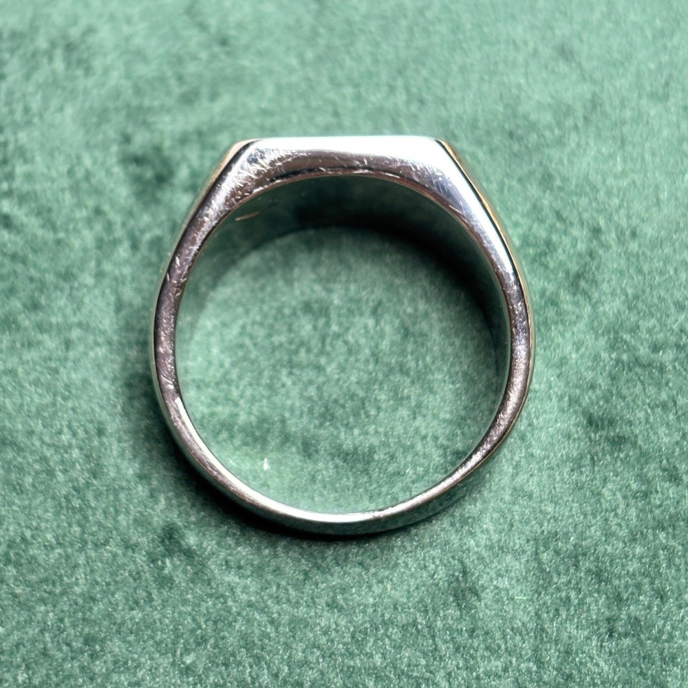 Mens Silver Square Signet Ring Polished Metal Minimalist Pinky Ring Size 12 - Picture 3 of 5